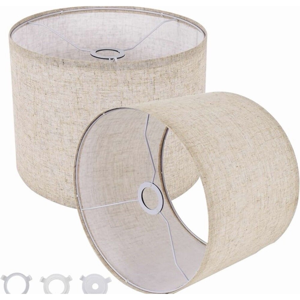 GO&So Natural Linen Drum Lamp Shade Kit Self Assembly with Brackets One Shade